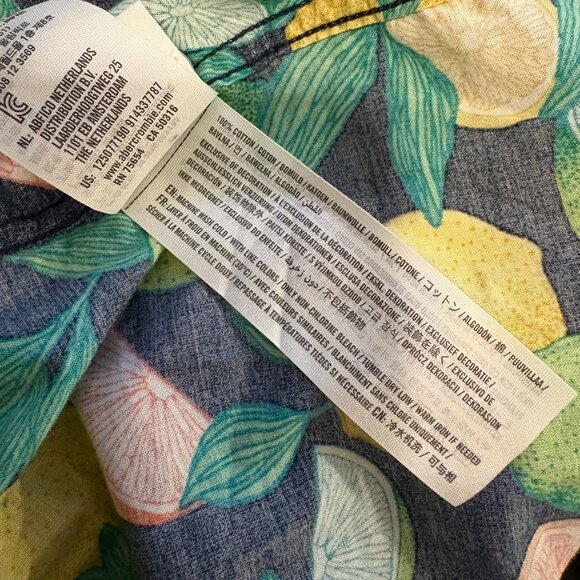 Abercrombie & Fitch Citrus Fruit Short Sleeve Button Down Cotton Shirt Size S - Picture 7 of 8